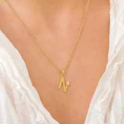 bokstav n anheng i forgylt sølv