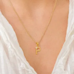 bokstav p anheng i forgylt sølv