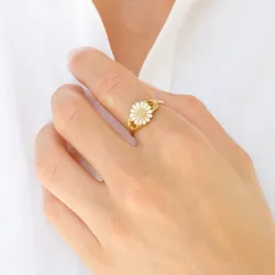 10 mm margeritt ring i forgylt sølv - Marie