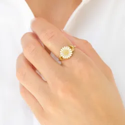 11 mm margeritt ring i forgylt sølv - Marie