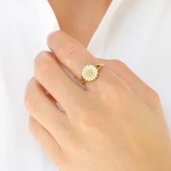 10 mm margeritt ring i forgylt sølv - Marie