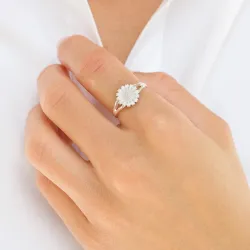 10 mm margeritt ring i sølv - Marie