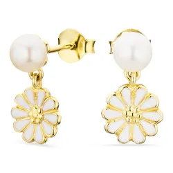 margeritt perle øredobber i forgylt sølv