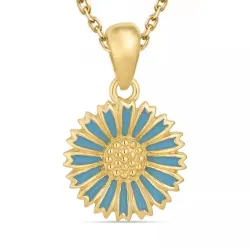 margeritt blå halskjede i forgylt sølv med anheng i forgylt sølv - Marie