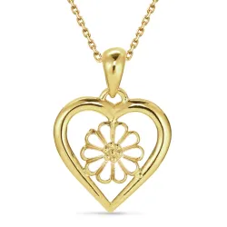 hjerte margeritt halskjede med anheng i forgylt sølv - Maggie