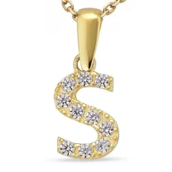 bokstav s zirkon halskjede i forgylt sølv med anheng i 8 karat - My Letter