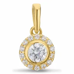 rundt zirkon anheng i 9 karat gull - Gold Collection