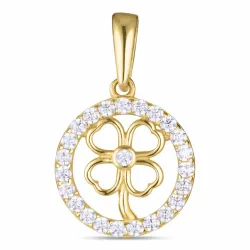 firkløver zirkon anheng i 9 karat gull - Gold Collection
