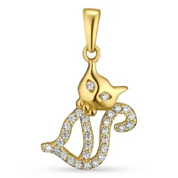 katt zirkon anheng i 9 karat gull - Gold Collection