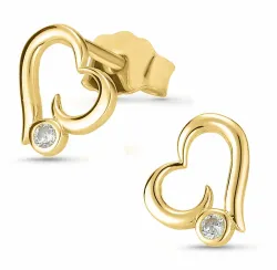 hjerte ørestikker i 8 karat med zirkon - Gold Collection