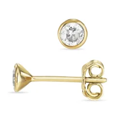 3,5 mm ørestikker i 8 karat med zirkon - Gold Collection