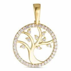16 mm livets tre zirkon anheng i 8 karat - Gold Collection