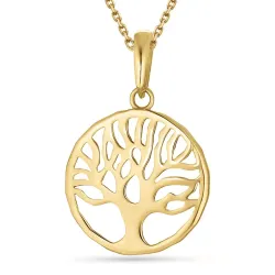 12 mm livets tre halskjede i forgylt sølv med anheng i 8 karat - Gold Collection