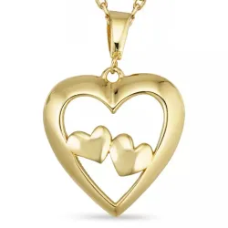 hjerte halskjede i forgylt sølv med anheng i 8 karat - Gold Collection