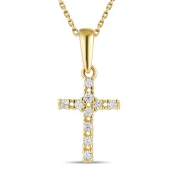 kors halskjede i forgylt sølv med anheng i 8 karat