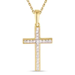 kors halskjede i forgylt sølv med anheng i 8 karat