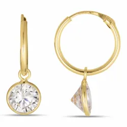 12 mm creol i 9 karat gull med zirkon - Gold Collection