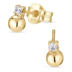 kule ørestikker i 9 karat gull med zirkon - Gold Collection