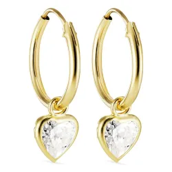 12 mm hjerte creol i 9 karat gull - Gold Collection