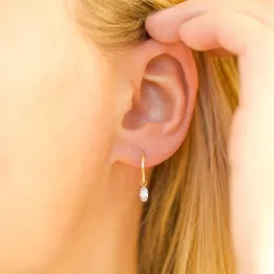 12 mm creol i 9 karat gull med zirkon - Gold Collection