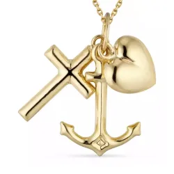 tro-håp-kjærlighet halskjede i forgylt sølv med anheng i 9 karat gull - Amoré