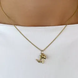 tro-håp-kjærlighet halskjede i forgylt sølv med anheng i 9 karat gull - Amoré