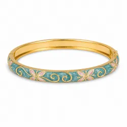 vanntett blomst lyseblå bangle i forgylt stål - OCEANA