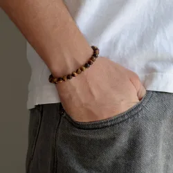 tigerøye armbånd i nylon med justerbar snor