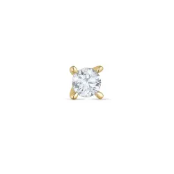 1 x 0,07 ct diamant solitaireørepynt i 14 karat gull med diamant 