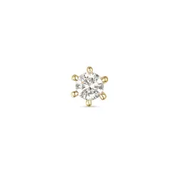 1 x 0,05 ct solitaireørepynt i 14 karat gull med diamant