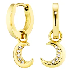 vanntette måne zirkon creol i forgylt stål - OCEANA