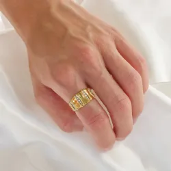 vanntett zirkon ring i forgylt stål - OCEANA