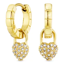 vanntette hjerte zirkon creol i forgylt stål - OCEANA