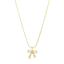 vanntett sløyfe zirkon halskjede i forgylt stål - OCEANA