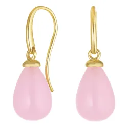 øredobber i 9 karat gull med rosa krystall