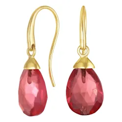øredobber i 9 karat gull med rosa krystall