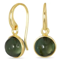 runde grønn krystall øredobber i forgylt sølv - Loom Stones