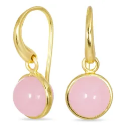 runde rosa krystall øredobber i forgylt sølv - Loom Stones