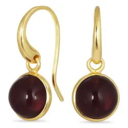 runde rød krystall øredobber i forgylt sølv - Loom Stones