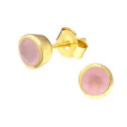6,5 mm rosa krystall ørestikker i forgylt sølv - Loom Stones