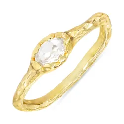 klar quartz ring i forgylt sølv