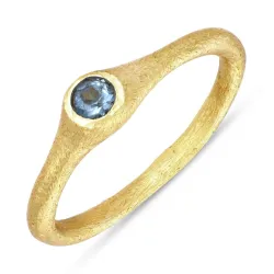 mørkeblå krystall ring i forgylt sølv - Loom Stones