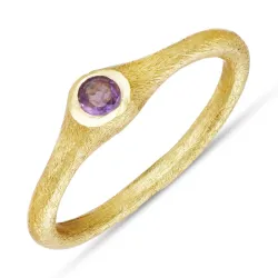 rosa krystall ring i forgylt sølv - Loom Stones