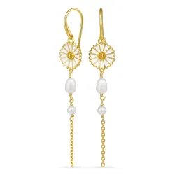 lange margeritt perle kjedeøreringer i forgylt sølv