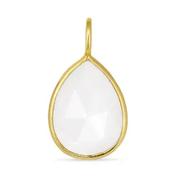 dråpe hvit månestein anheng i forgylt sølv