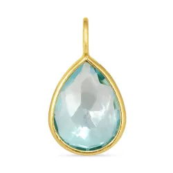 dråpe blå krystall anheng i forgylt sølv - Loom Stones