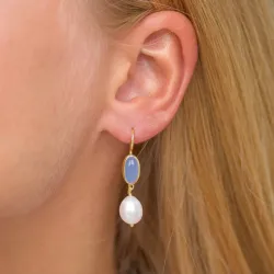 blå onyks øredobber i forgylt sølv - Loom Stones