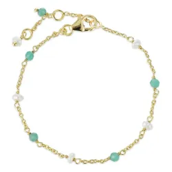 grønn onyks armbånd i forgylt sølv  x 4 mm  - Loom Stones