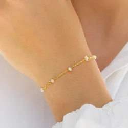 perle armbånd i forgylt sølv  x 4 mm
