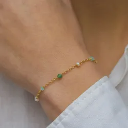 stein armbånd i forgylt sølv  x 4 mm  - Loom Stones